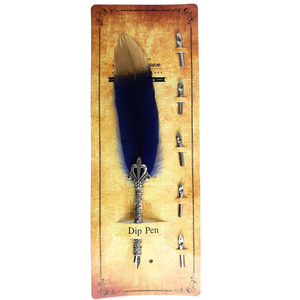 Caneta Tinteiro Simples Azul Com Ponta Dourada Caneta Tinteiro Simples Azul Com Ponta Dourada